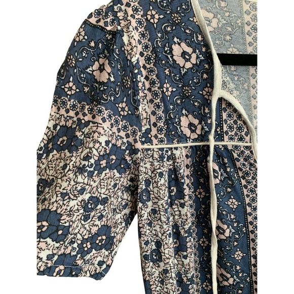 Lucky Brand Women's Size XS Printed Short Sleeve Peasant Top Boho Cottage Core - Picture 9 of 14